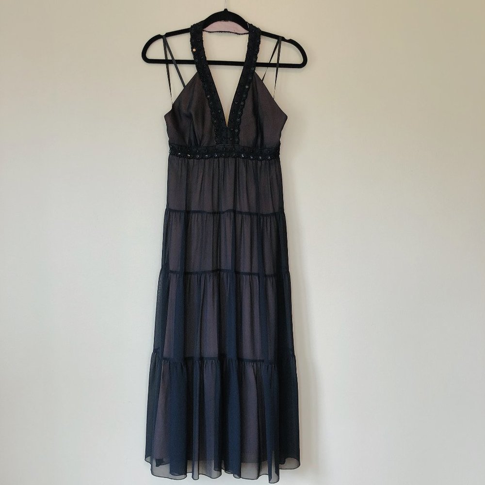 Max & Cleo Boho Peasant Maxi Halter Dress
